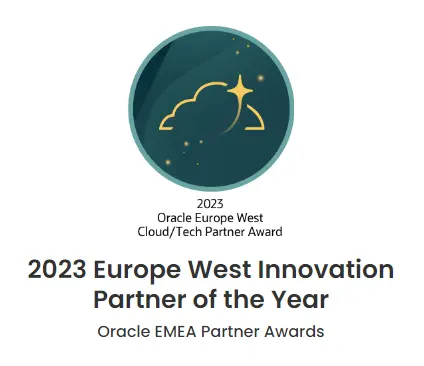 badge for europe west innovation partner of the year oracle awards vertice